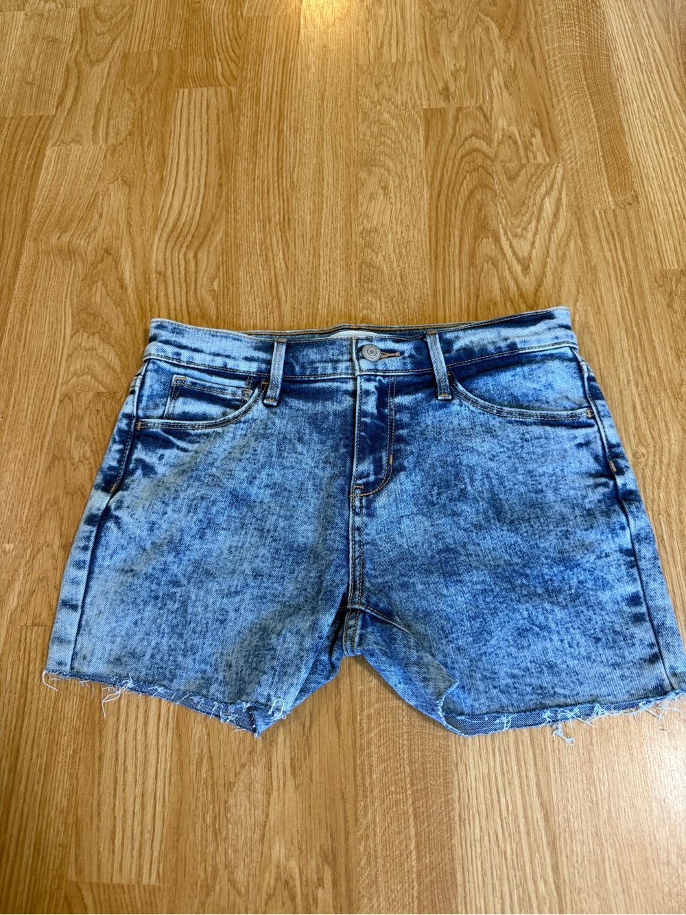 Old Navy Washed Blue High-Rise Denim Girls Shorts  - Size 14